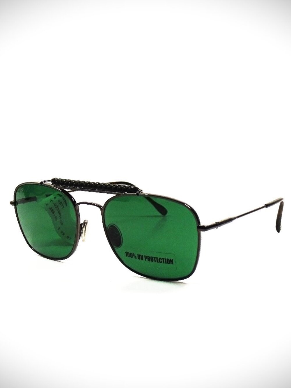 TOD'S TO 0254 12N Black Rhutenium Plated Green Lens 56-19-140 Pilot Sunglasses